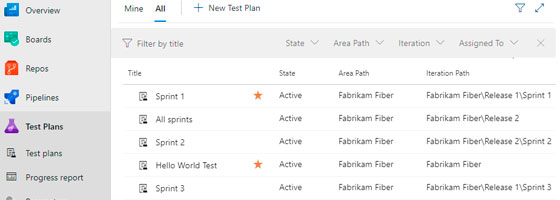Azure DevOps Test Plans screenshot